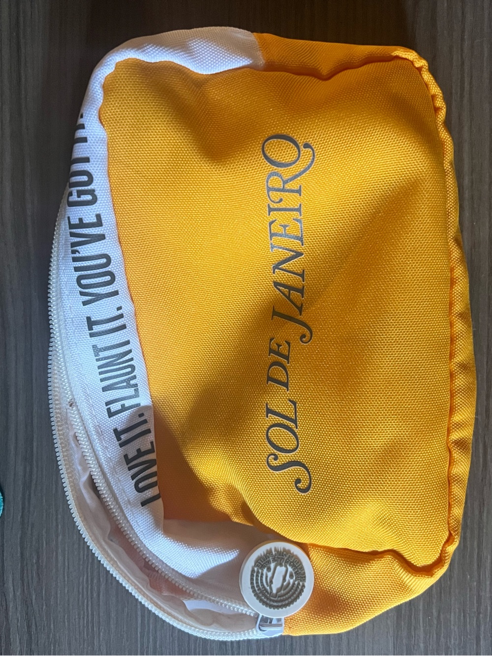 Sol de Janeiro Yellow and White Zip Make up Pouch